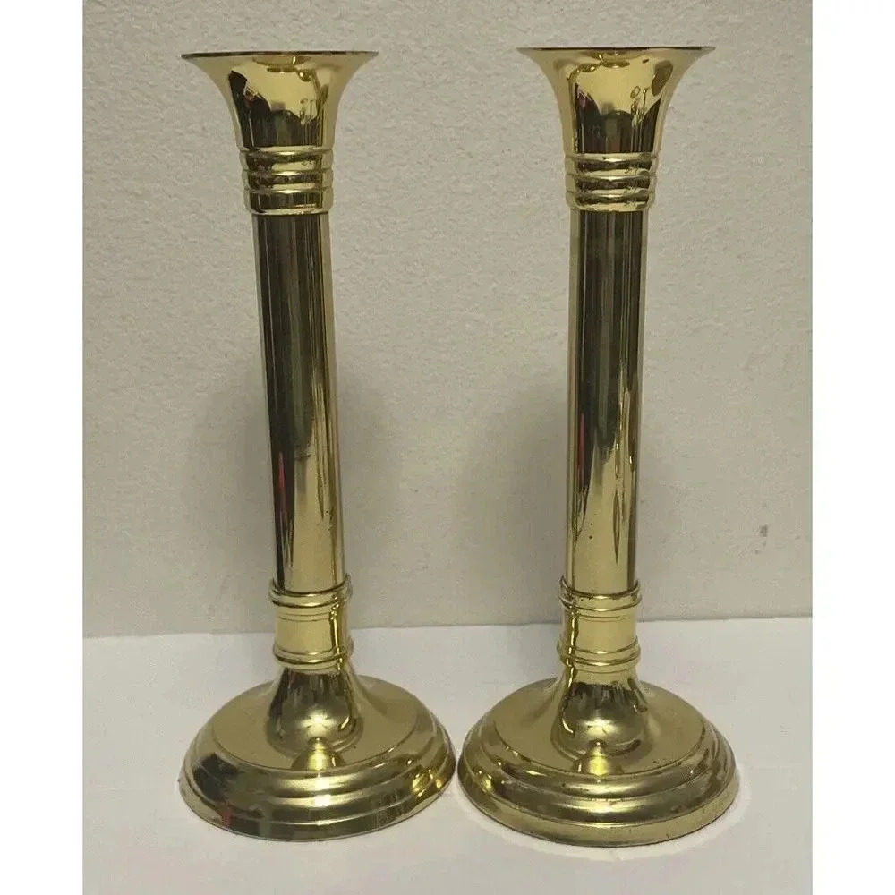 Vintage Hampton Brass Candlestick Holders #1081 Set of 2 Height 9.5 Inches